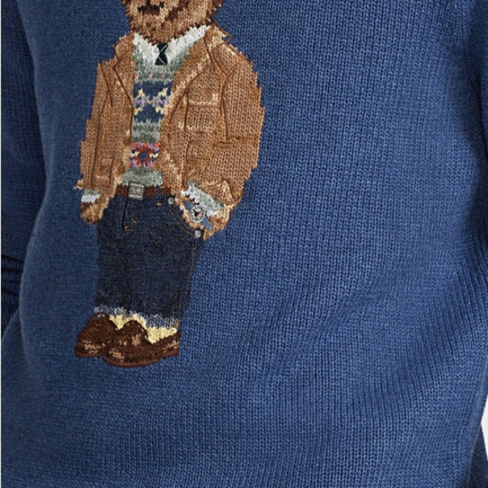 Polo Ralph Lauren Blue Crewneck Sweater with Bear Design - Picture 7 of 8